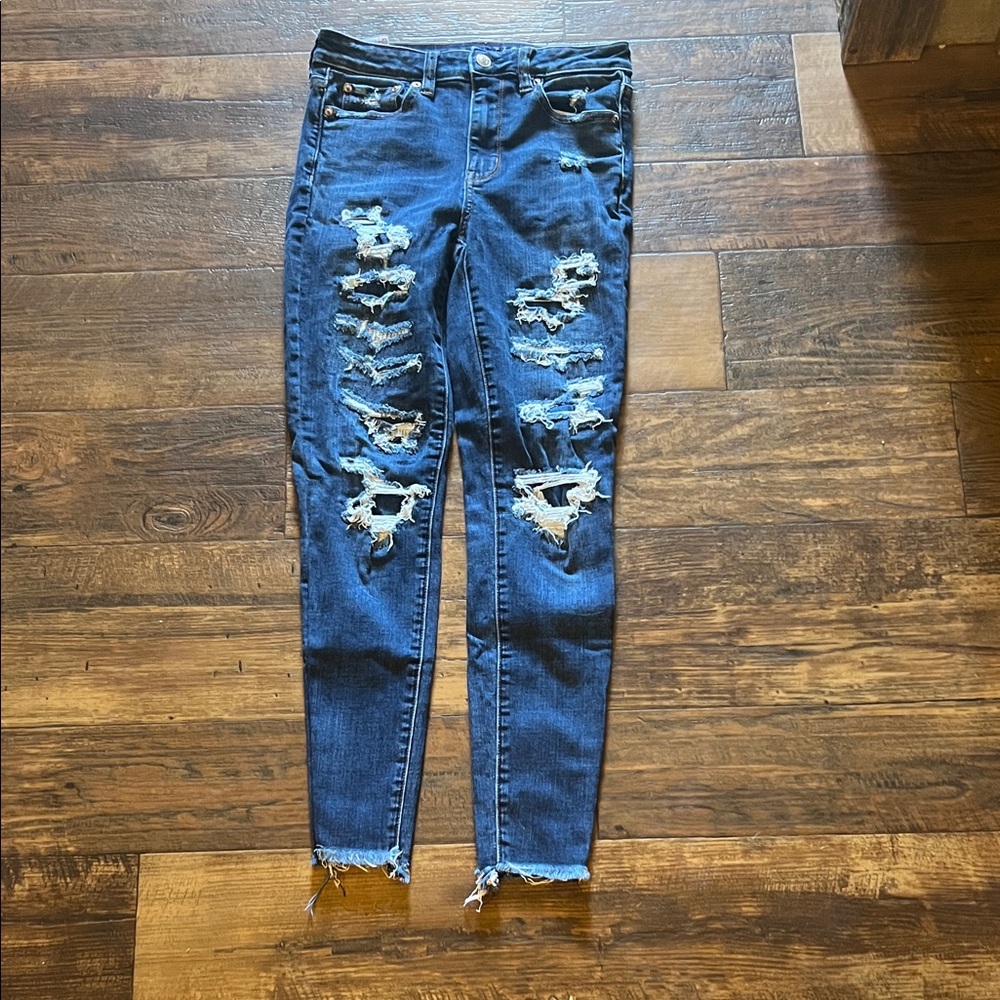 American Eagle Outfitters Ripped Blue Skinny Jeans